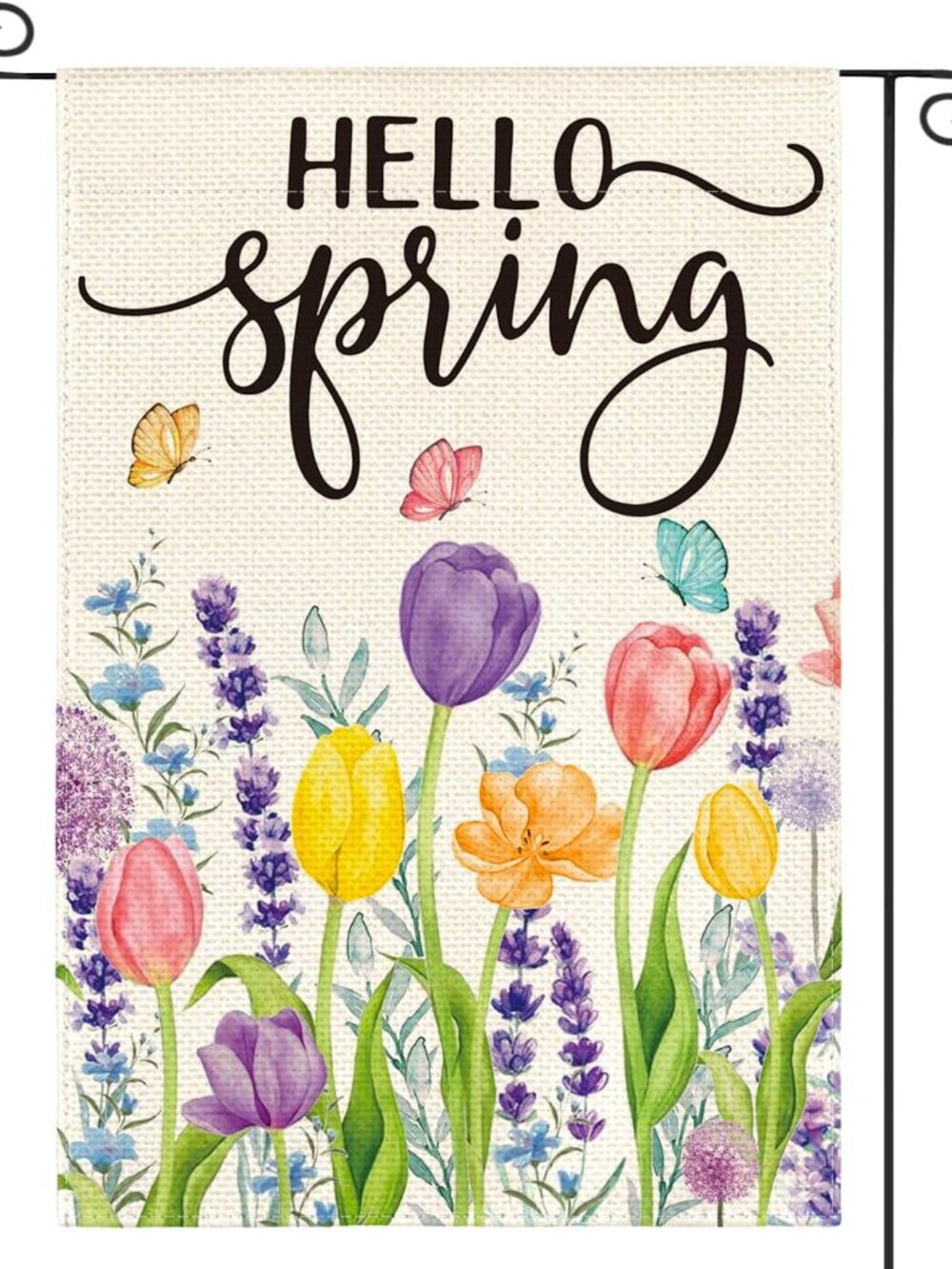 Hello Tulip Lavender Floral Garden Flag 12x18 Inch